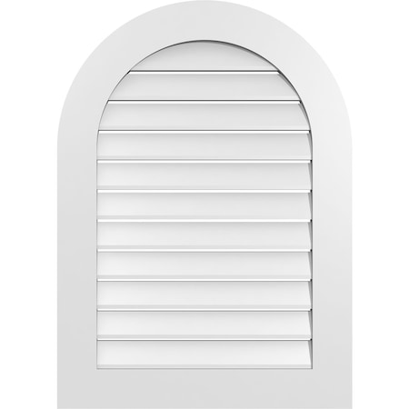 Ekena Millwork Round Top Surface Mount PVC Gable Vent: Functional, w/ 3-1/2"W x 1"P Standard Frame, 26"W x 36"H GVPRT26X3601SF